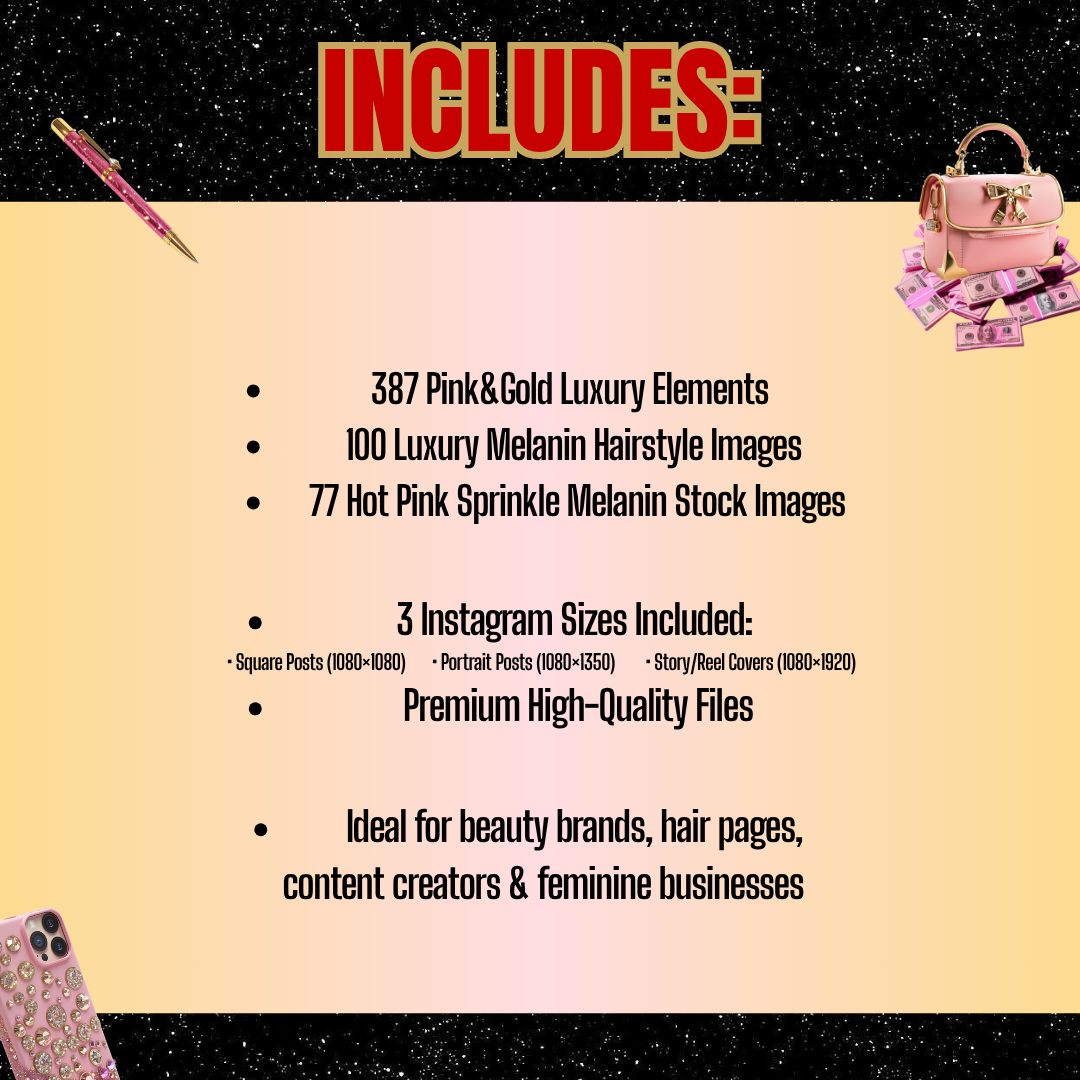 Luxury Melanin Brand Vault™ | Pink & Gold Content Bundle